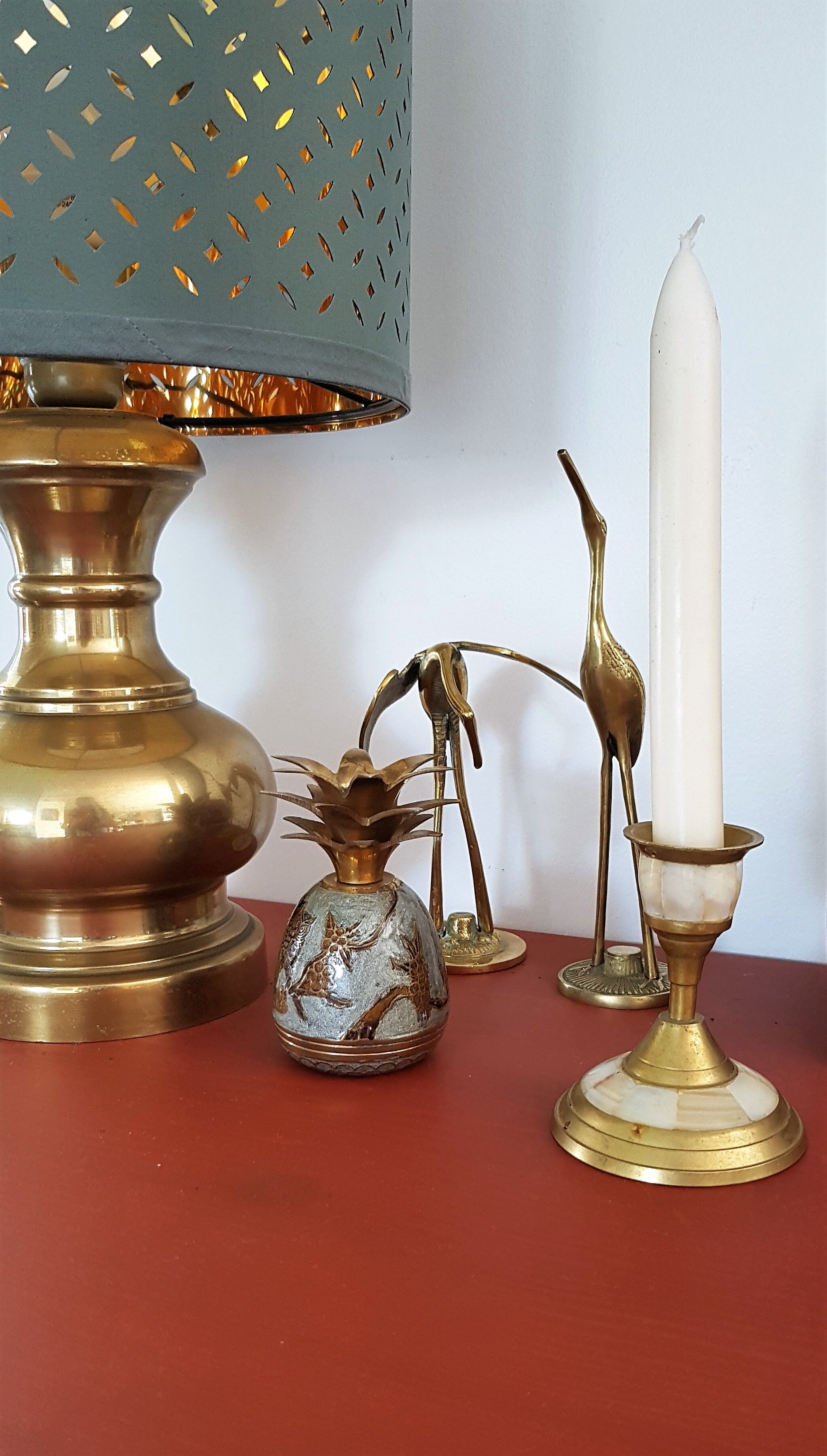 Brass and mother-of-pearl bougeoir