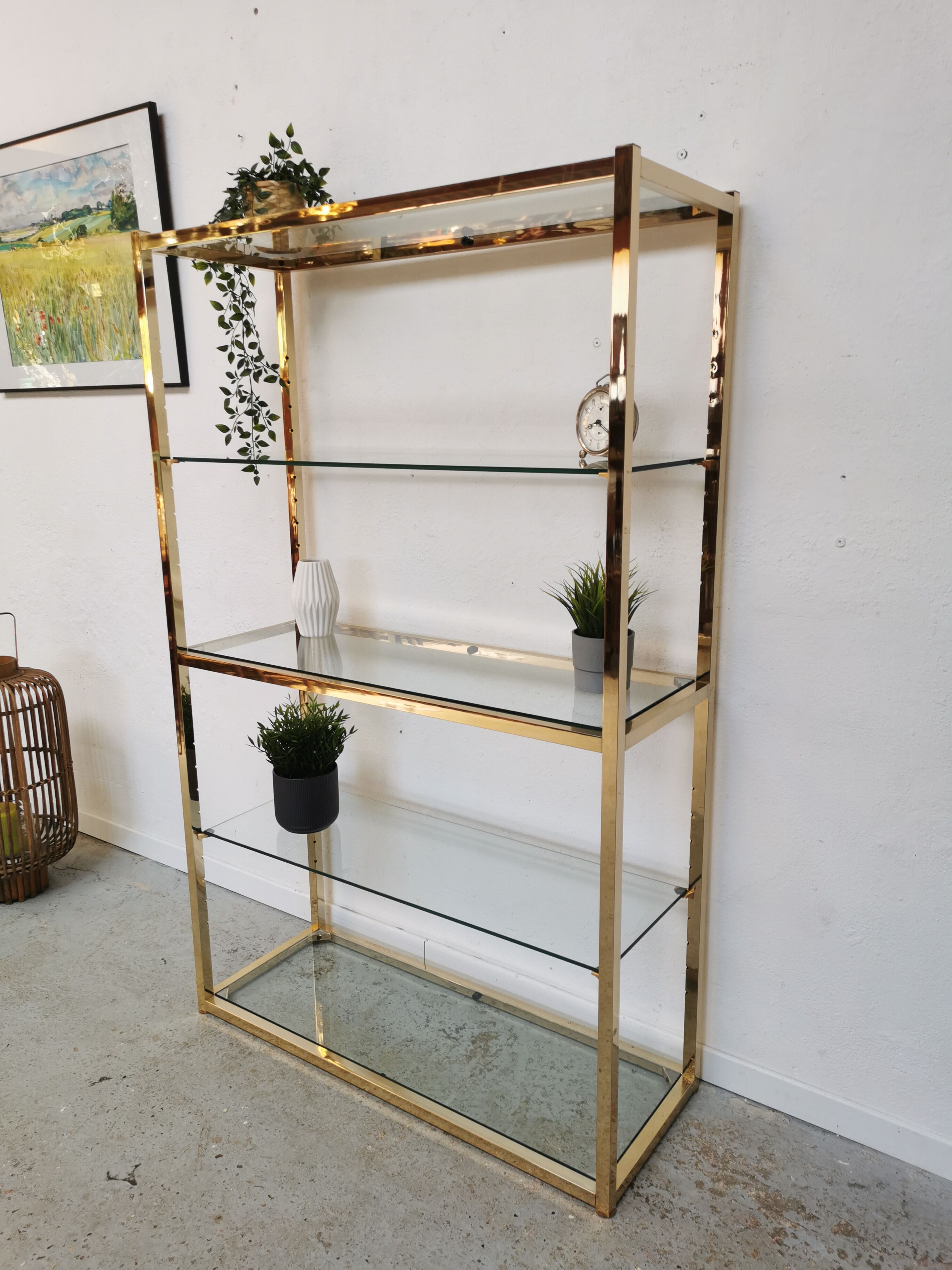 Shelf vintage brass gilded design 1970