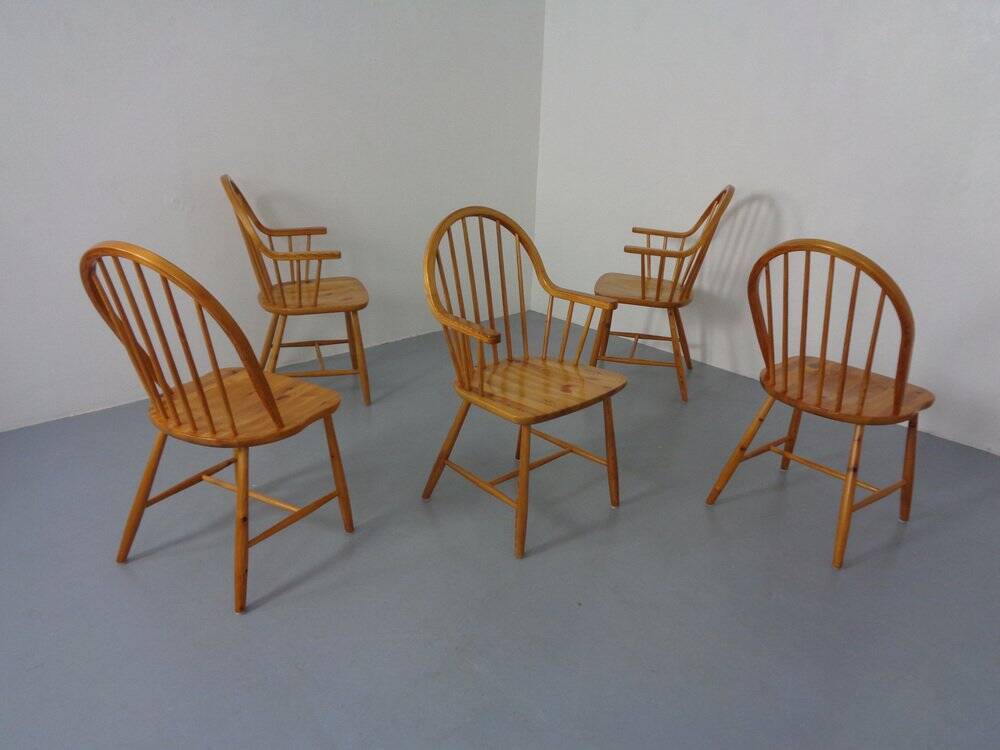 Pine Chairs by Erik Ole Jørgensen, Set of 5