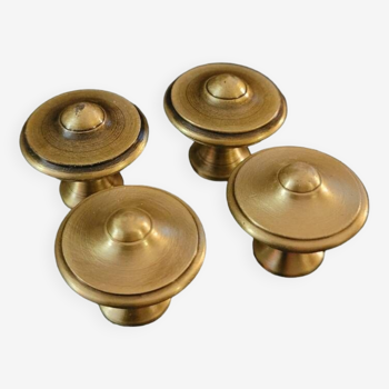 4 patinated brass furniture knobs 25mm