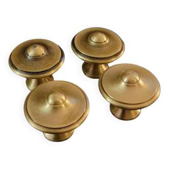 4 patinated brass furniture knobs 25mm