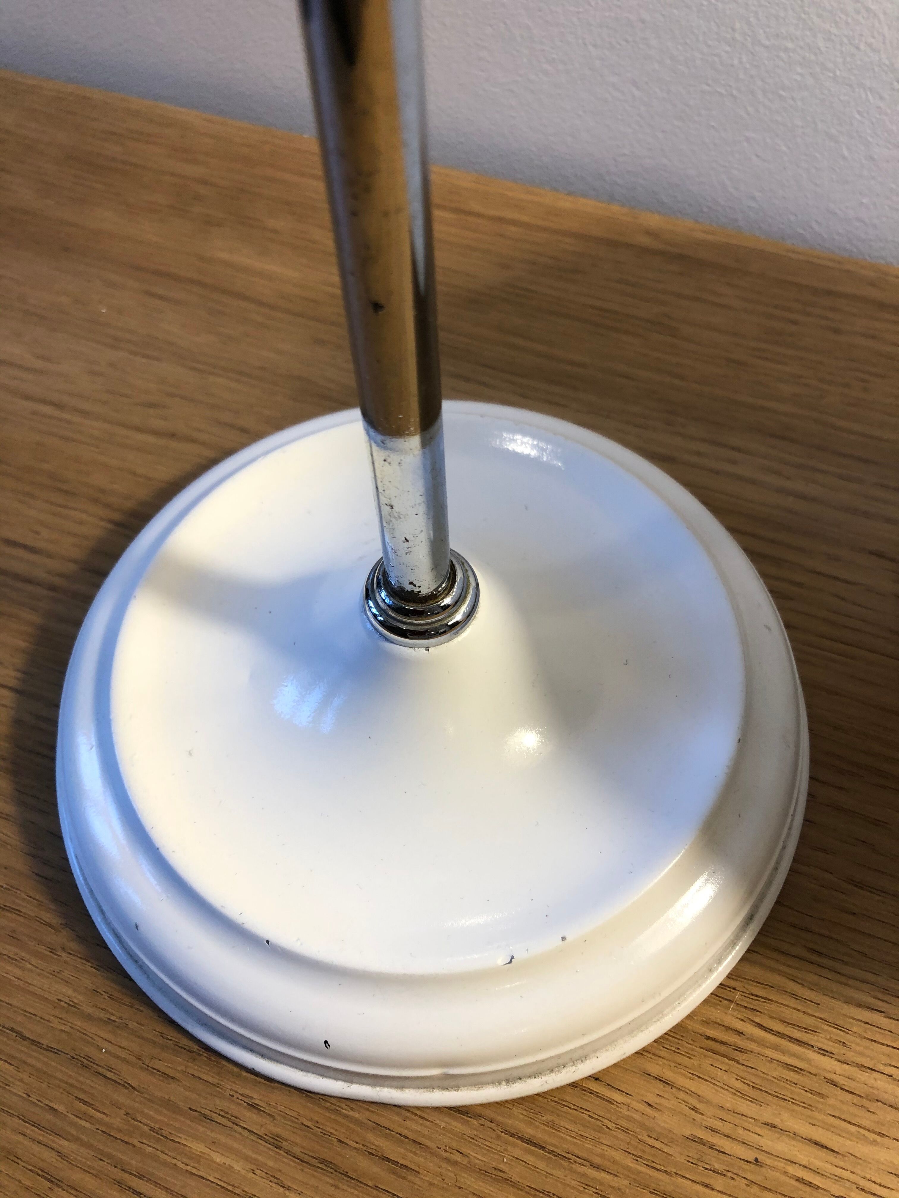 Workshop lamp, old office in chrome and opaline