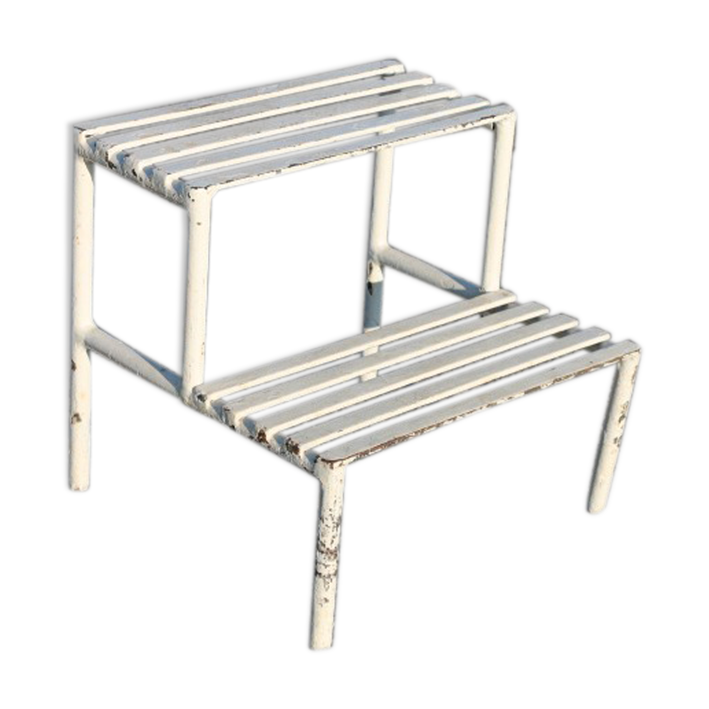 Stepladder white steel latté