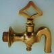Old fountain tap for garden in brass, 4 parts