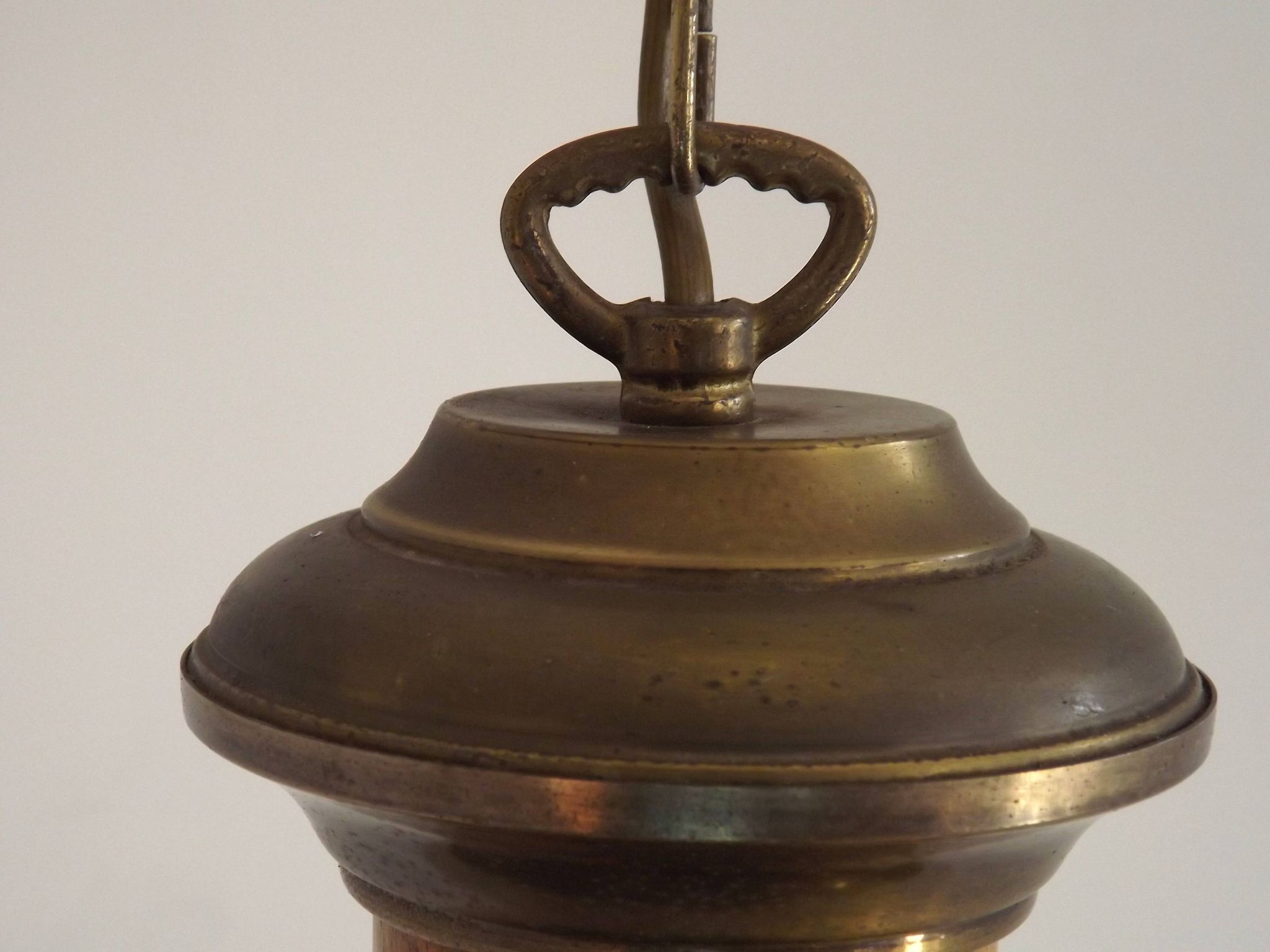 French Vintage "Louisiane" Brass & Wood Pendant Lamp - Hanging Light