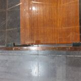 Glass and wood coffee table
