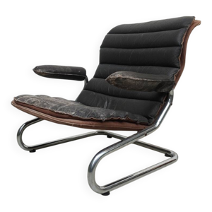 Fauteuil en cuir marron,