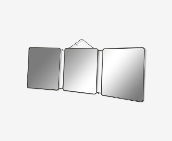 Miroir vintage 1960 triptyque barbier Arpin - 34 x 88 cm