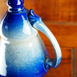 Conical jug with blue glaze and elaborate handle - folk art - early twentieth century