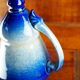 Conical jug with blue glaze and elaborate handle - folk art - early twentieth century