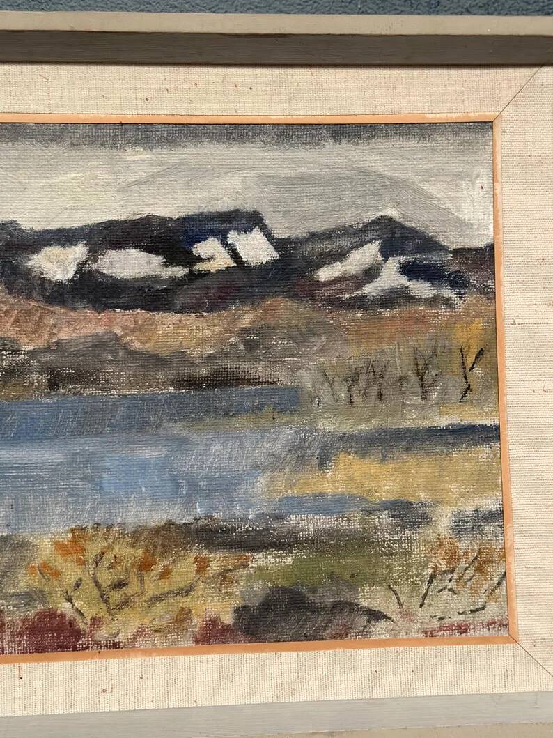 Original Swedish Oil on Panel - 'Landscape with Water' by Josef Sandberg - Signed - Vintage and Framed - 54.5 × 38.5 cm