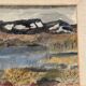 Original Swedish Oil on Panel - 'Landscape with Water' by Josef Sandberg - Signed - Vintage and Framed - 54.5 × 38.5 cm