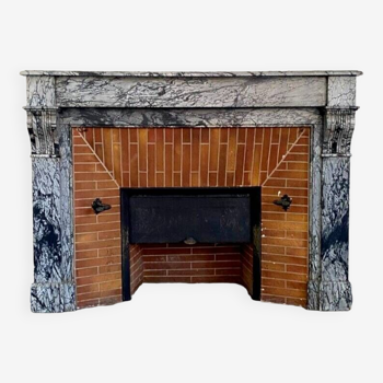 Louis Philippe style fireplace in Blue Turquin marble 20th century