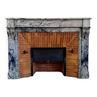 Louis Philippe style fireplace in Blue Turquin marble 20th century