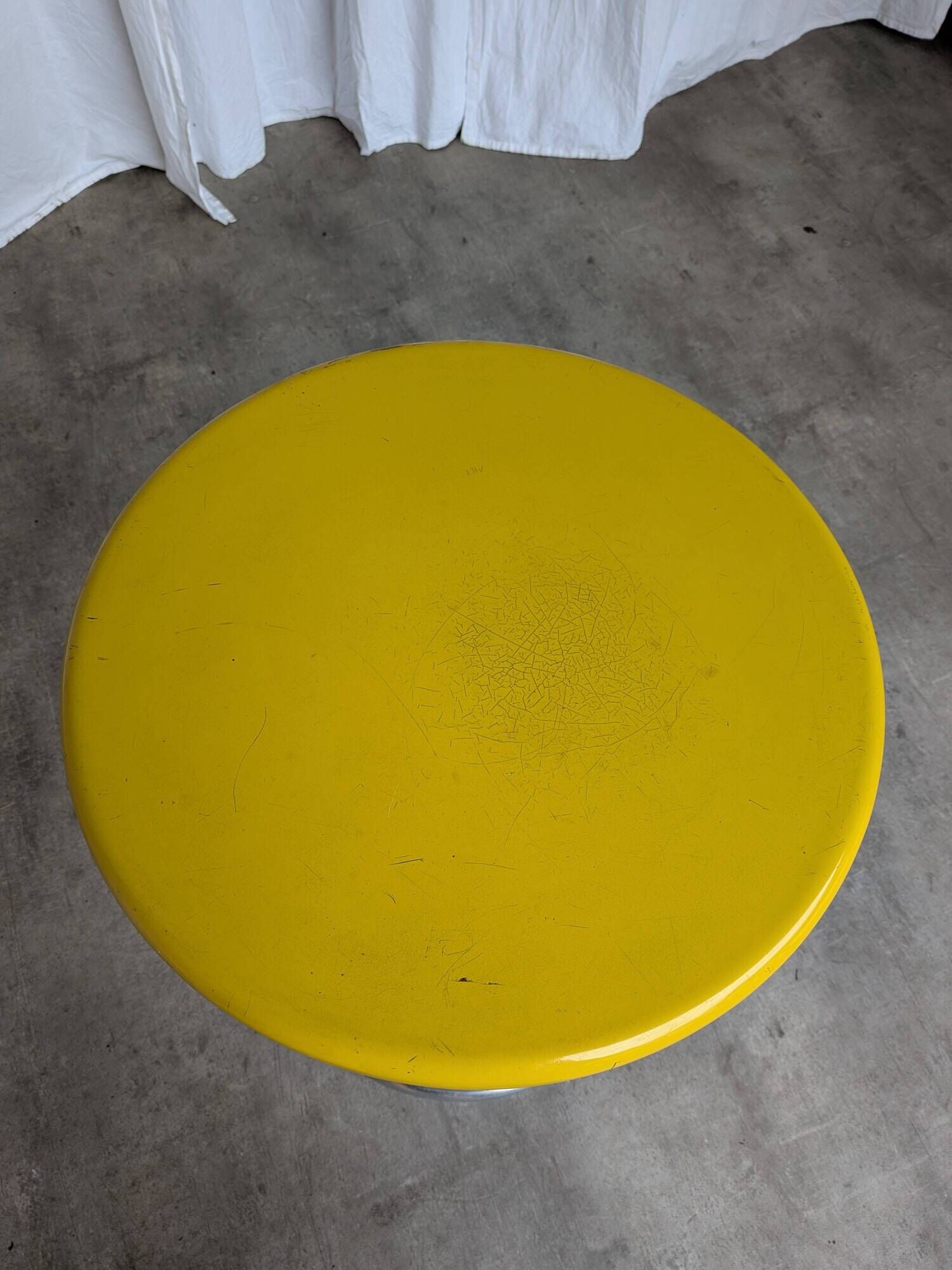 Vintage Yellow Bar Table: Chrome Bauhaus Style, 1970s High Coffee Table