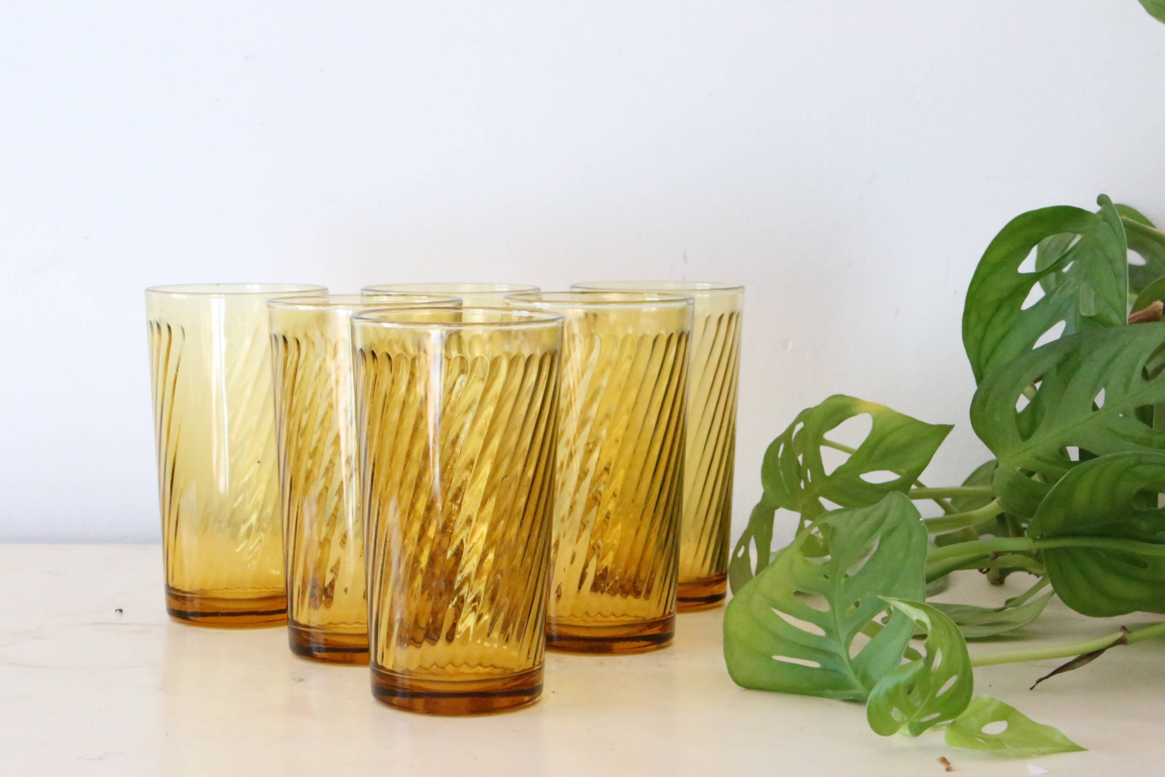 Lot de 6 verres ambrés