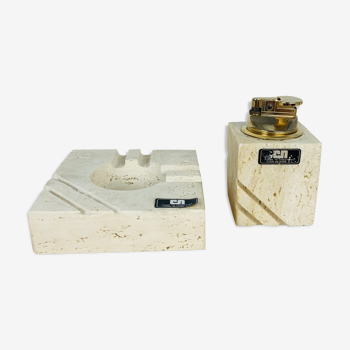 Travertine lighter and ashtray Cerri Nestore