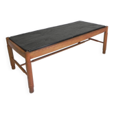 Vintage oak coffee table with a slate top in an oak frame, 1960s.
