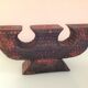 Brutalist chandelier with three heads in burnt wood / vintage 60s-70s