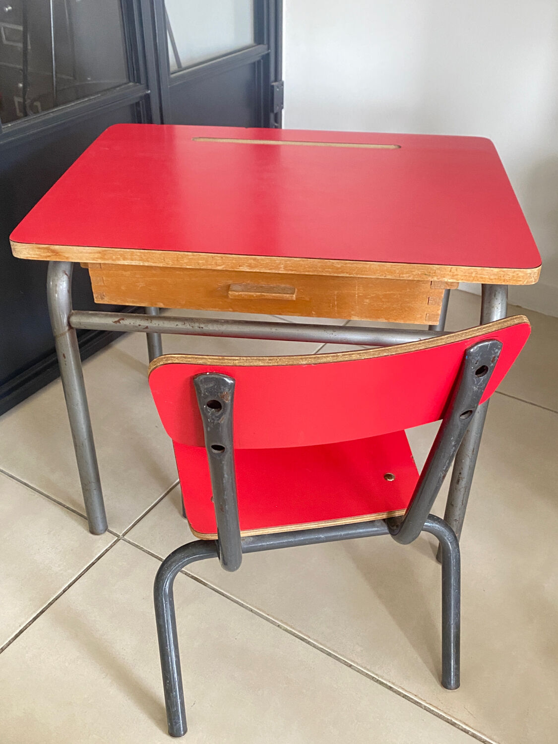 Vintage Formica children's desk and chair set