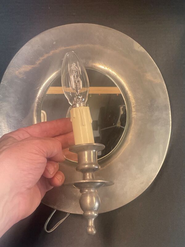 Paire d'appliques style médiévale étain et miroir