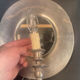 Pair of medieval style wall lamp pewter and mirror