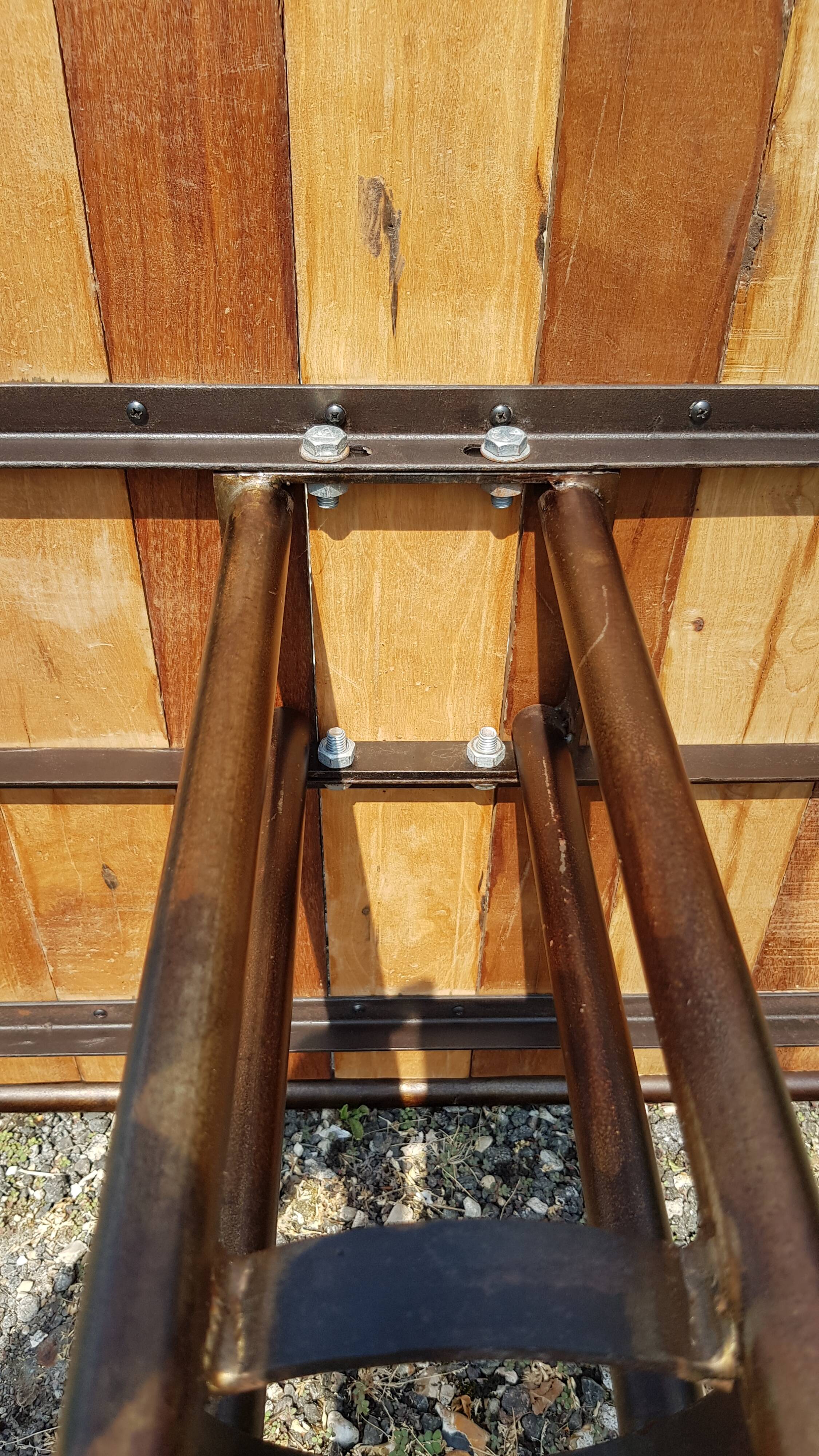 Teak and wrought iron high table