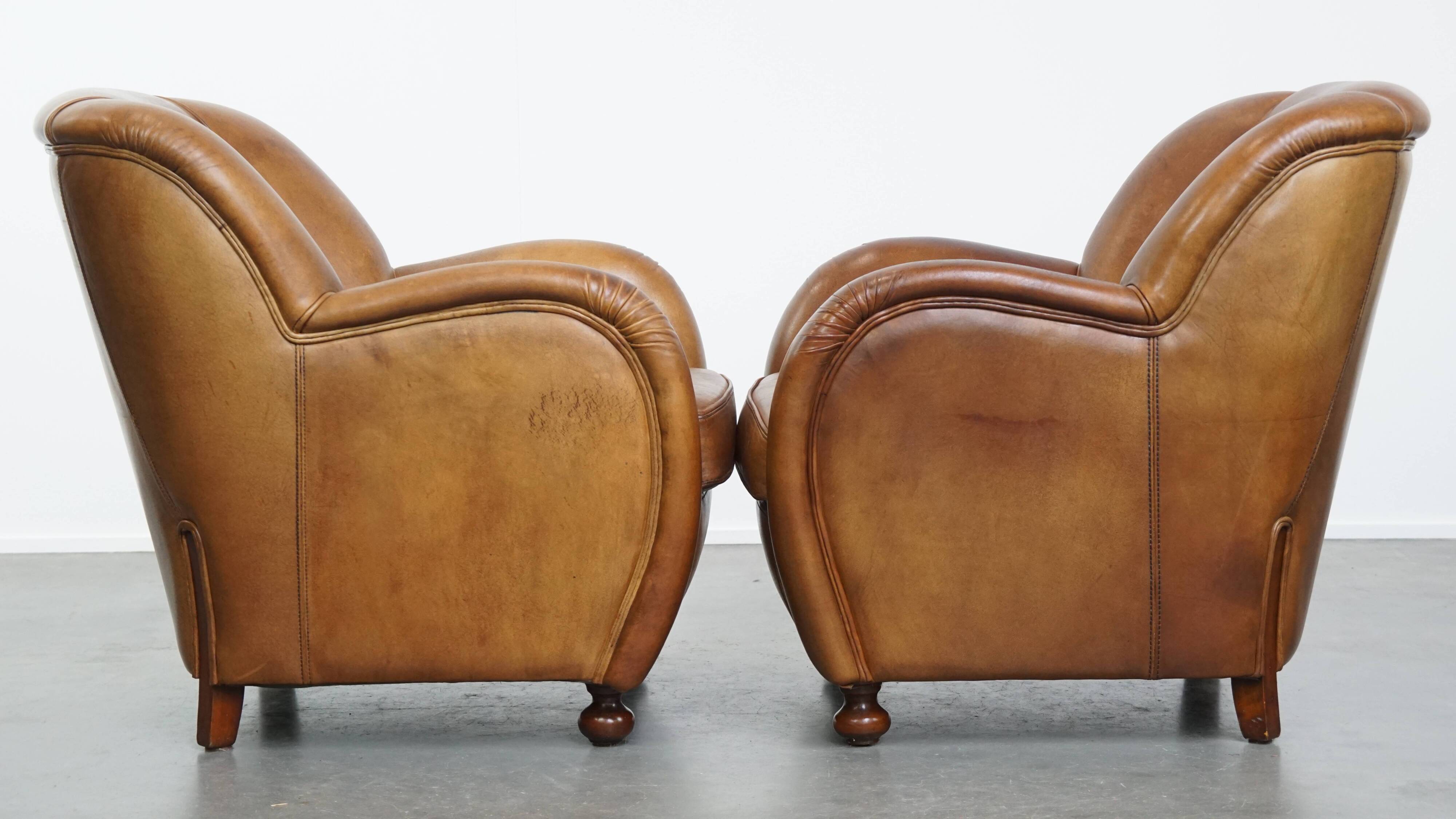 Set of 2 Sheepskin Leather Design Armchairs