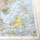 Vintage map Asia China USSR India Japan 43x43cm from 1950