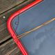 Vintage square mirror in red lacquered metal 60x60.