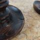 Pair of twisted wood candlesticks (Barley twist)