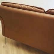 Brown leather sofa, Danish design, 1960s, manufactured by AS Vejen Polstermøbe
