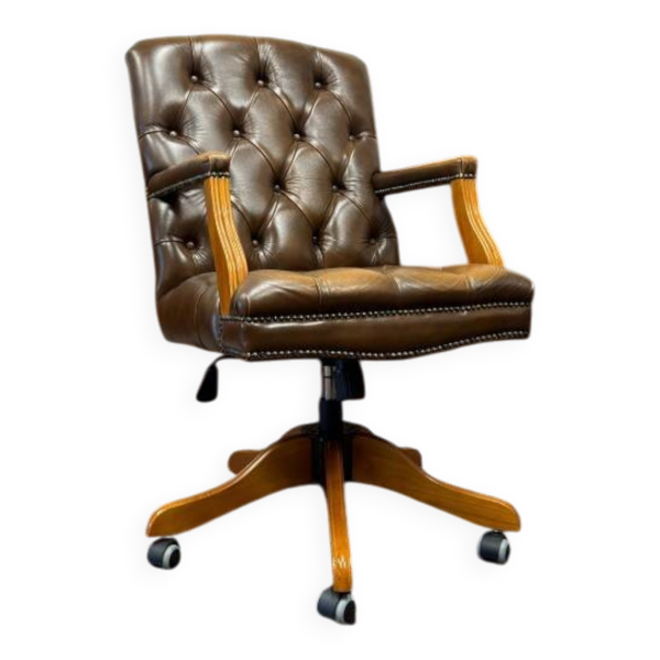 Chaise de bureau Chesterfield anglaise, chaise de président.