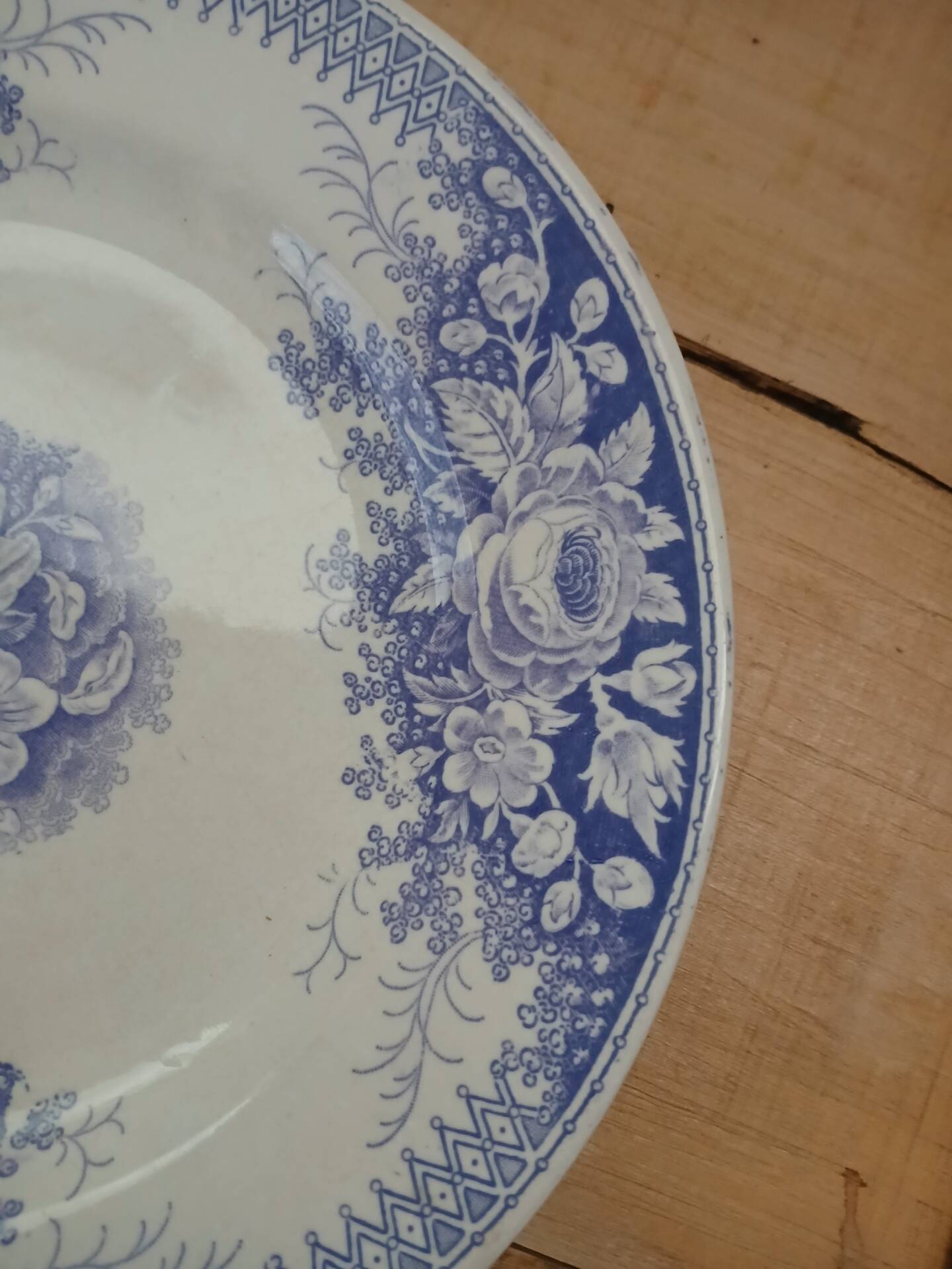 3 antique flat plates in ironstone