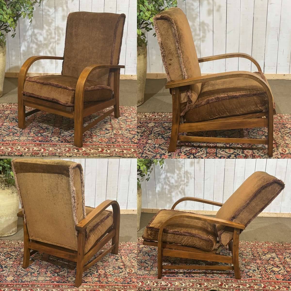 1930s English bridge chair in beech.