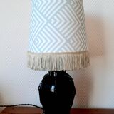 Bamboo ceramic lamp and fringed lampshade