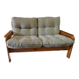 Pine sofa two places 1960 Vintage