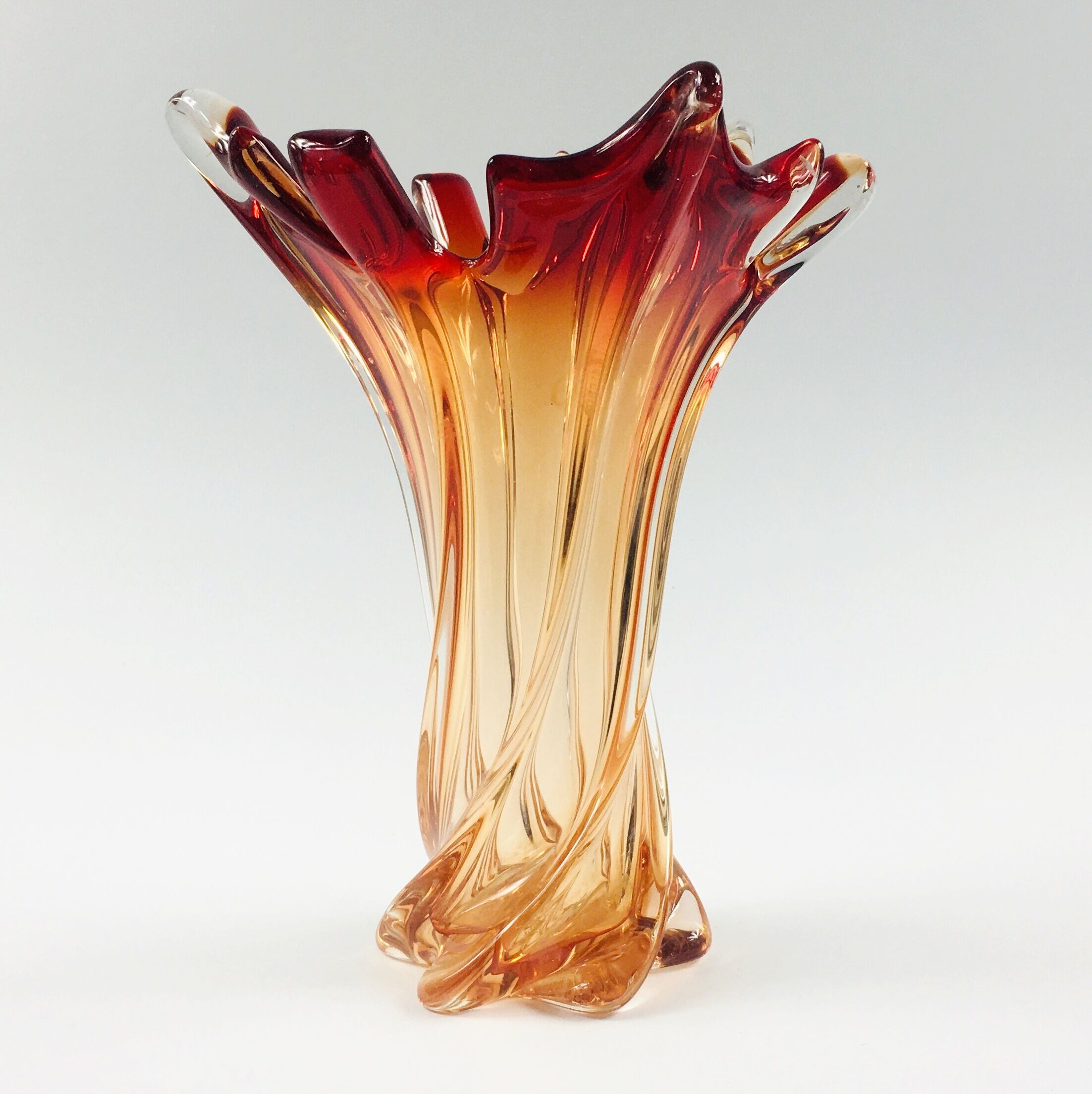 Large Twisted Murano Glass Vase, Italy, 1960s