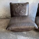 Michel Cadestin 1970s Dark Brown Leather 4-Piece Modular Sofa for Airborne