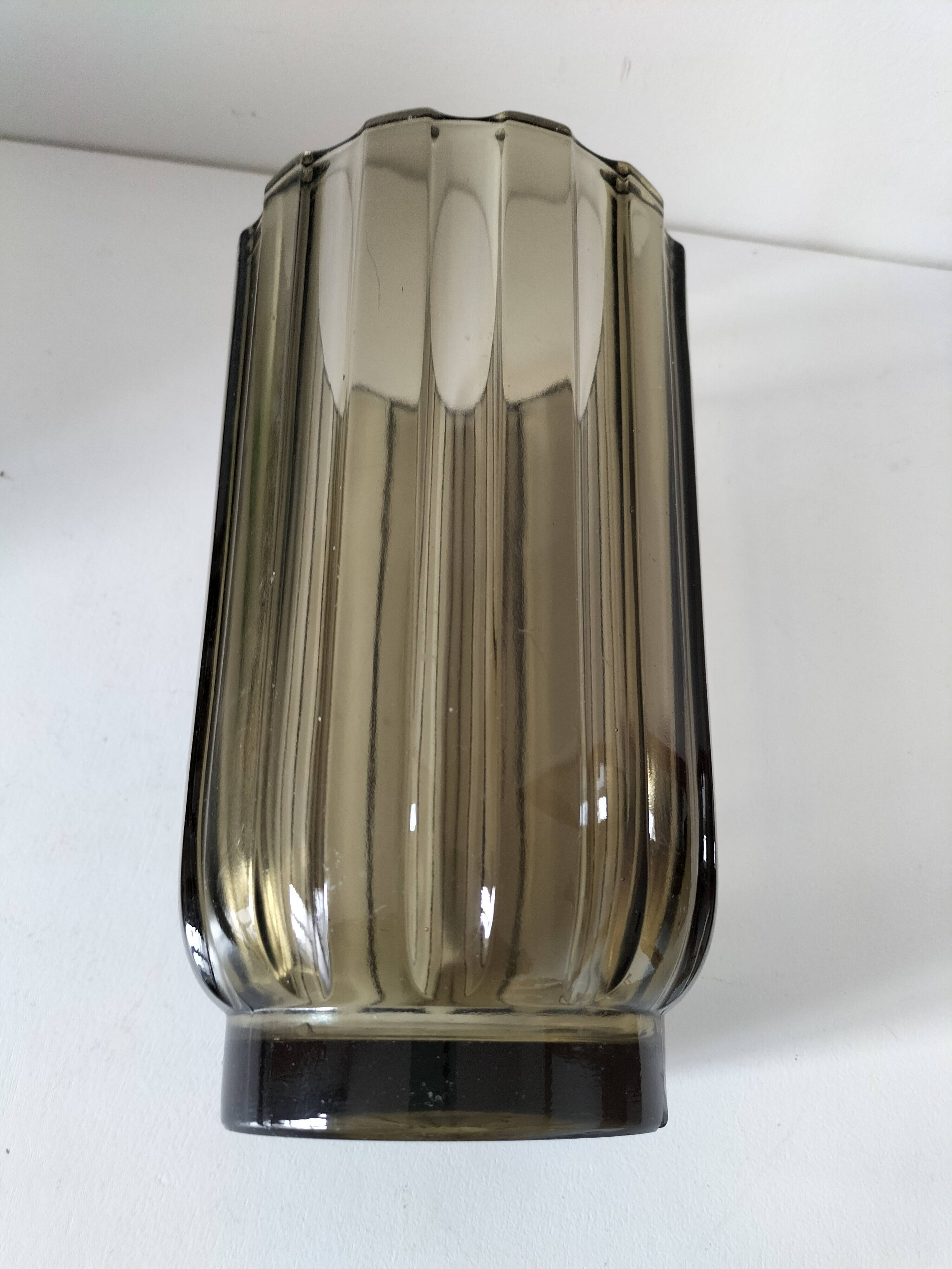 Vintage design smoked glass vase