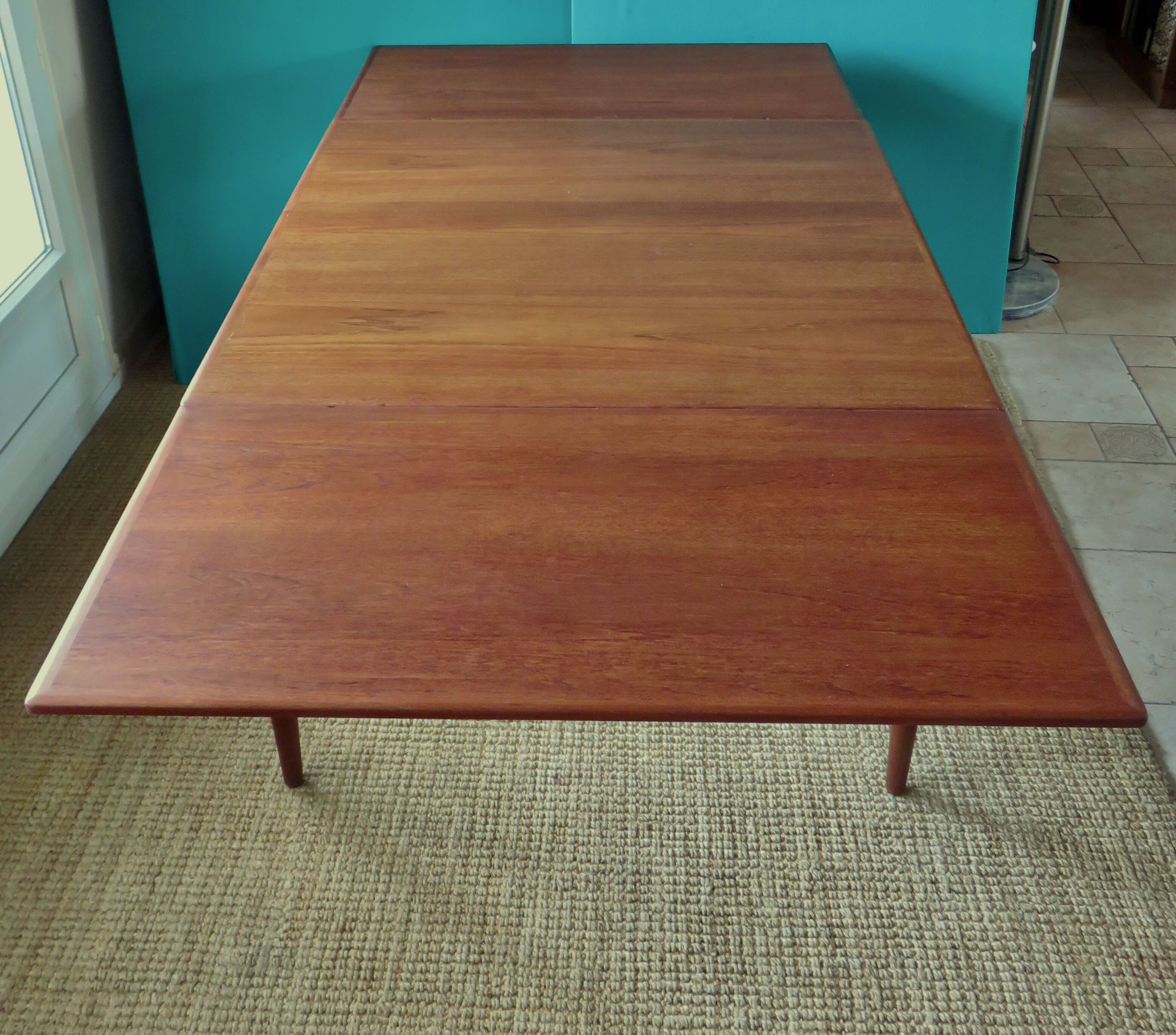 Square table in teak with extensions. Denmark 1960