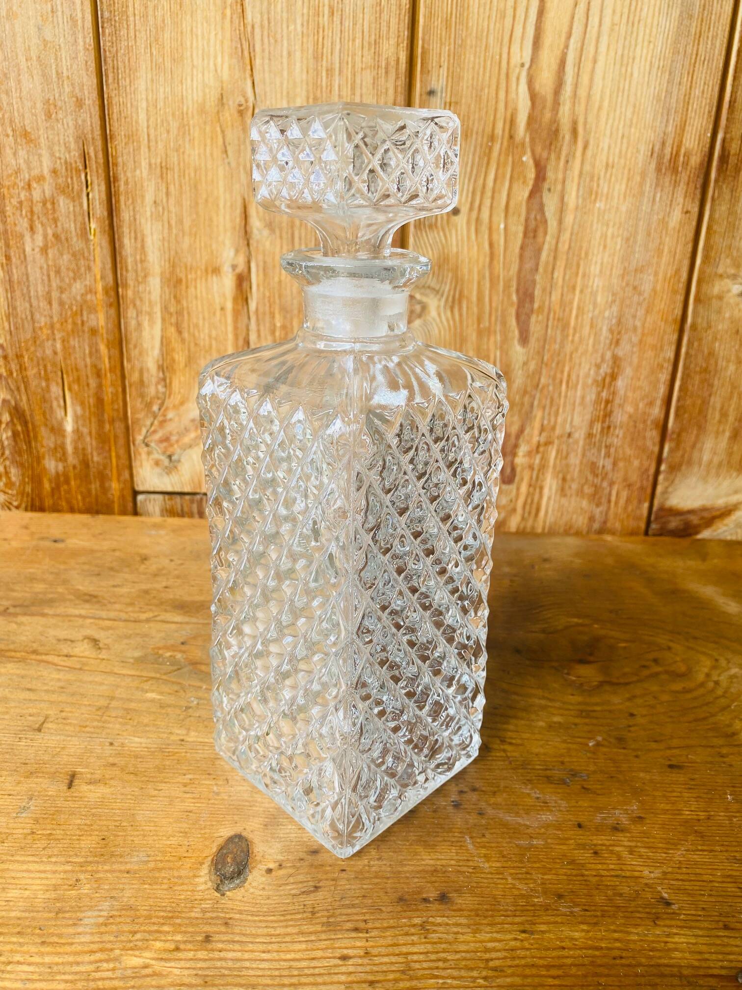Diamond point crystal whiskey decanter