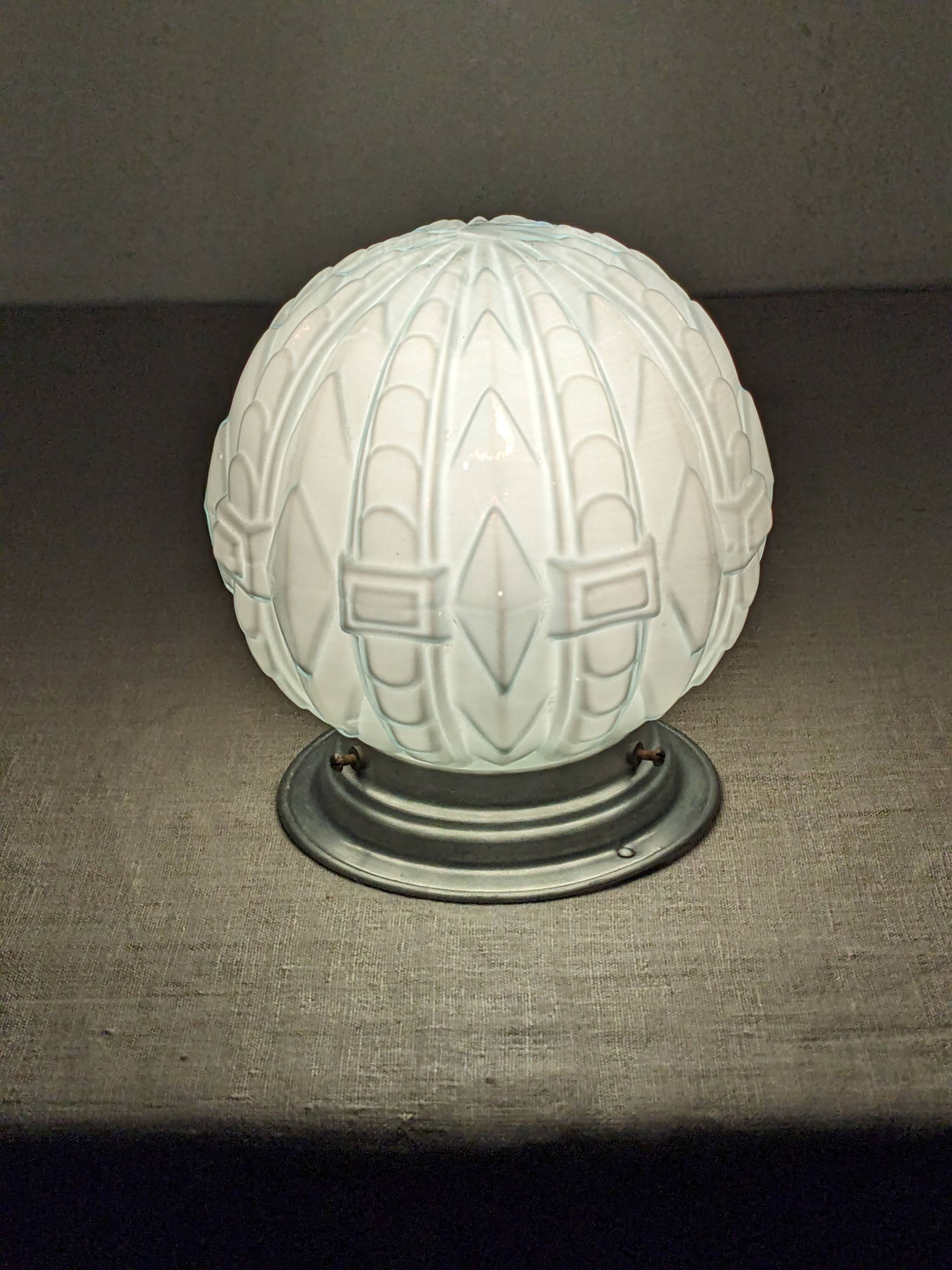 Art Deco ceiling lamp in blue opaline circa 1930