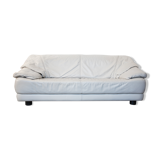 Lounge White Leather Sofa Mid-Century Modern, Italy, 1970s