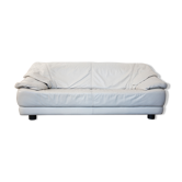 Lounge White Leather Sofa Mid-Century Modern, Italy, 1970s