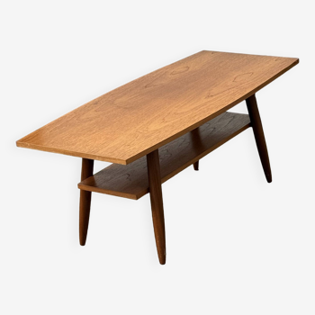 Table basse scandinave en teck pour planche de surf