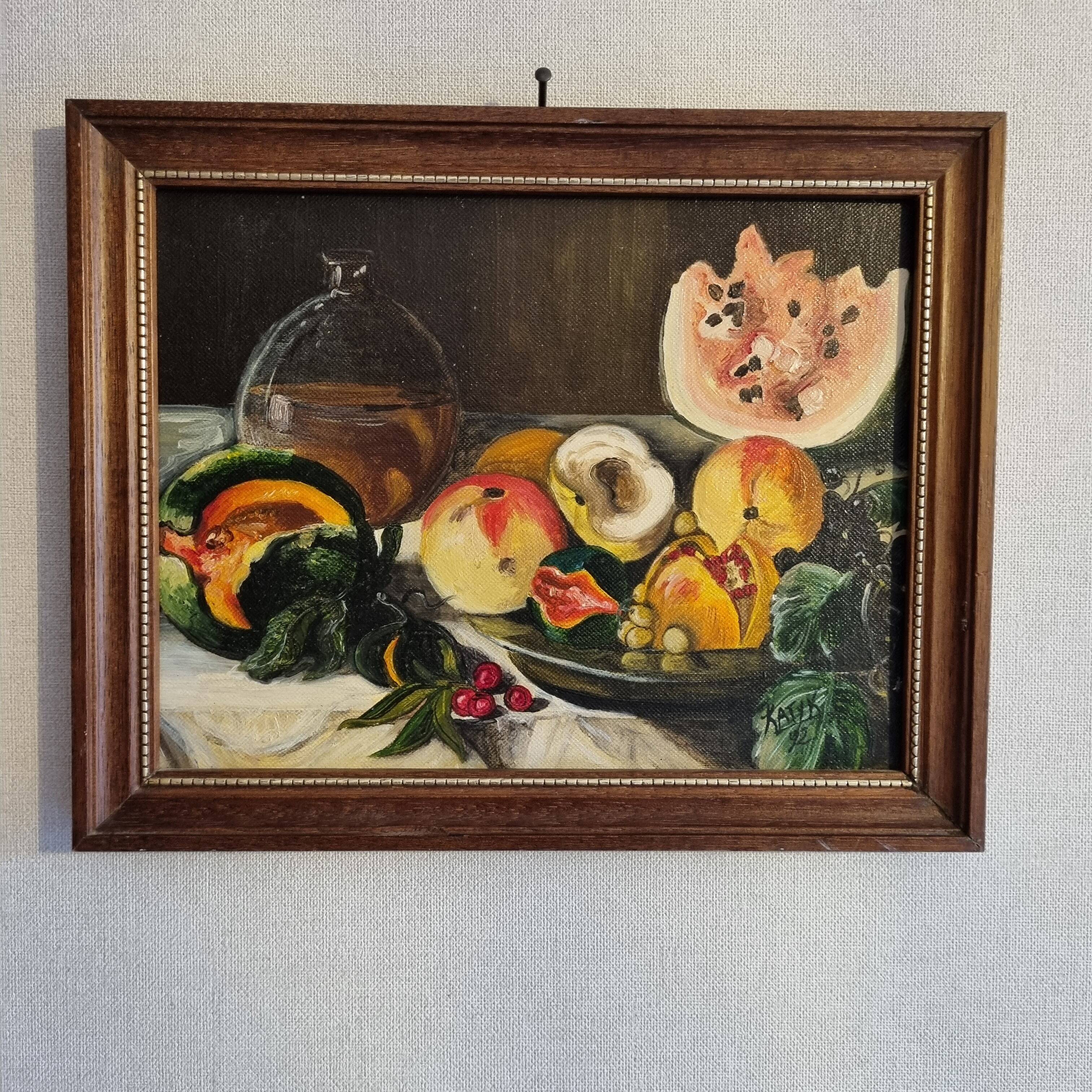 Original still life canvas painting signed