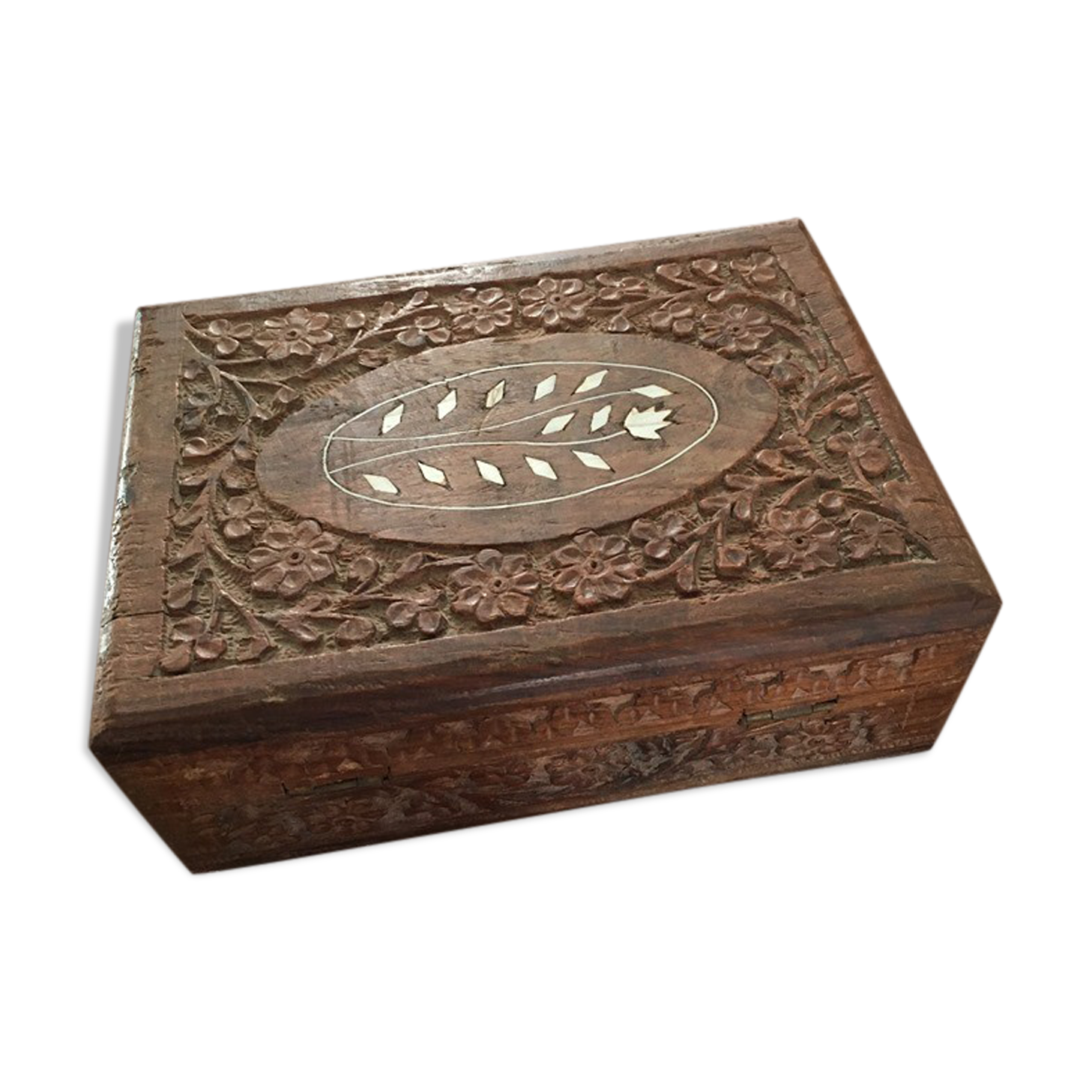 Indian carved wooden box