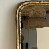 Large gilded mirror 19th century rounded corners mercury glass Louis XVI style