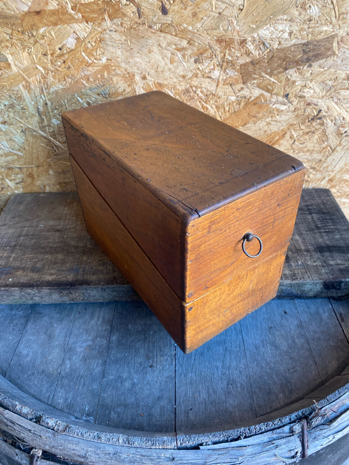 Old Box Vintage Wooden Card Storage #D890